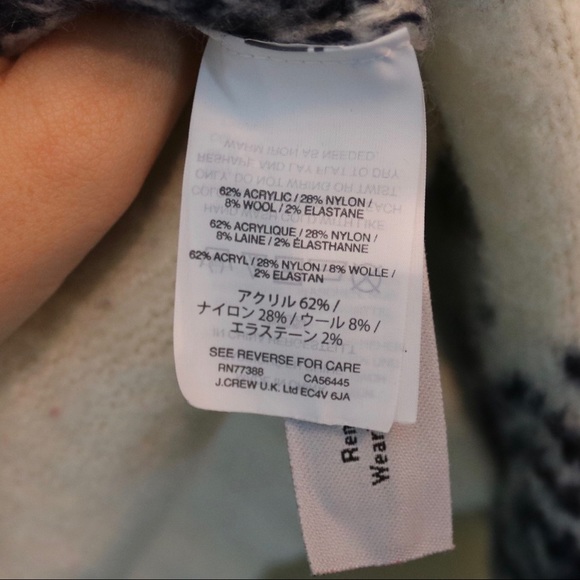 J. Crew Navy Fair Isle Striped Crew Neck Sweater - Picture 7 of 8